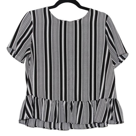 KOTON Black Striped Peplum Blouse Size Large - Picture 2 of 4